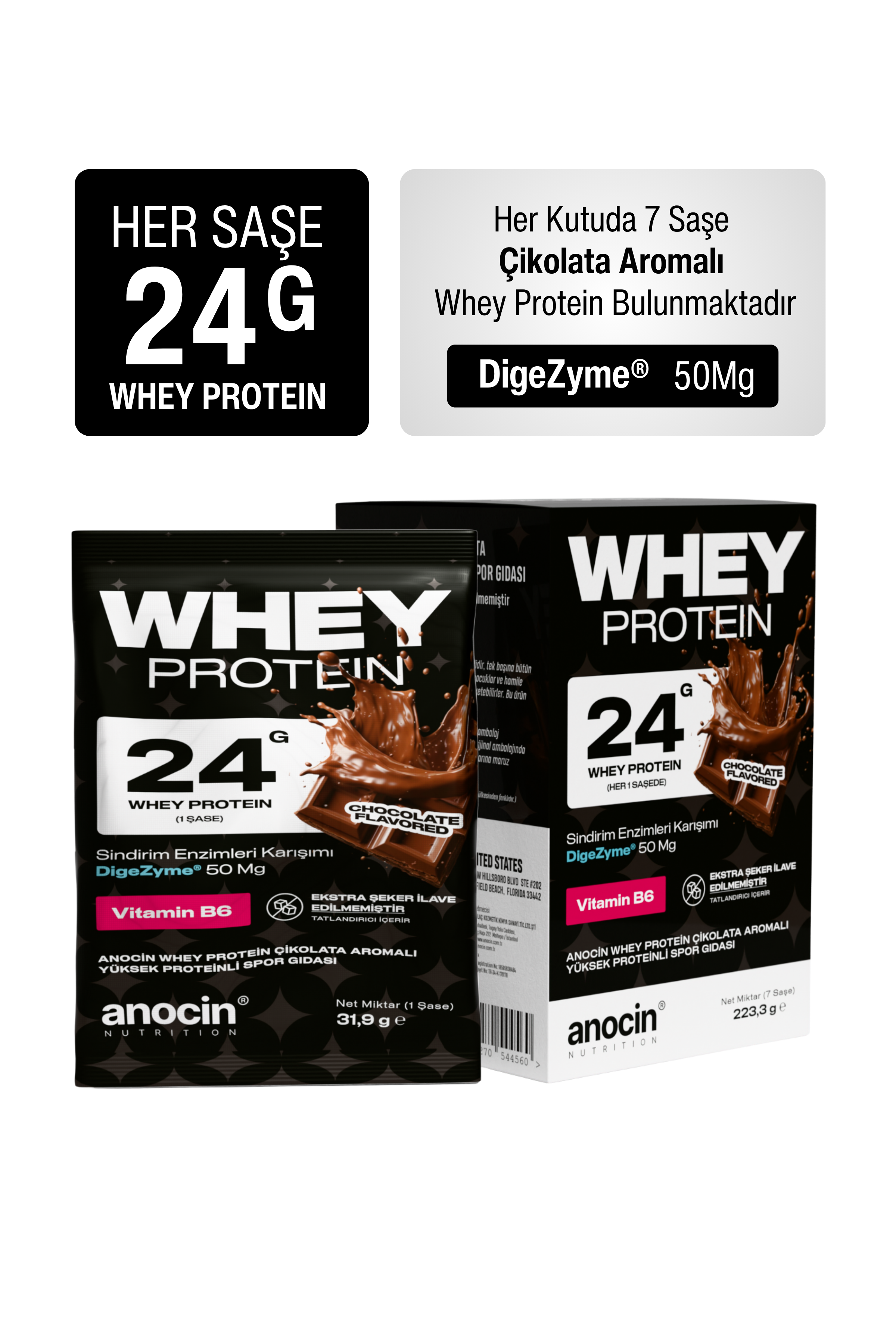 Whey Protein Çikolata Aromalı 24g Protein | Saşe Form 7’li Paket