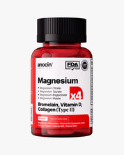 Magnezyum X4 - Sitrat, Taurat, Bisglisinat, Malat + Bromelain, D Vitamini, Kolajen (Tip 2), B6 Vitamini ve B12 Vitamini