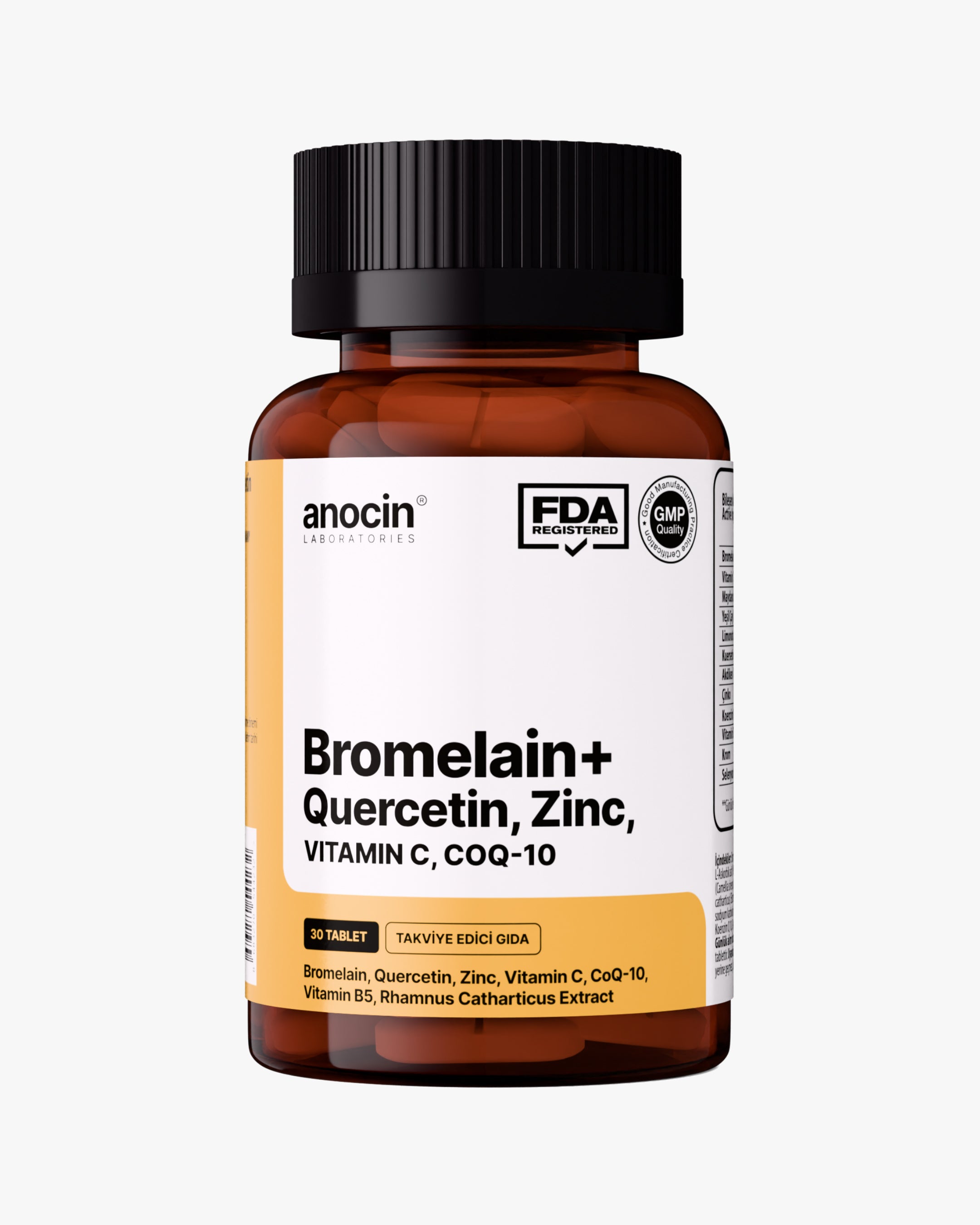 Bromelain + Quercetin, Çinko, C Vitamini, CoQ-10, B5 Vitamini