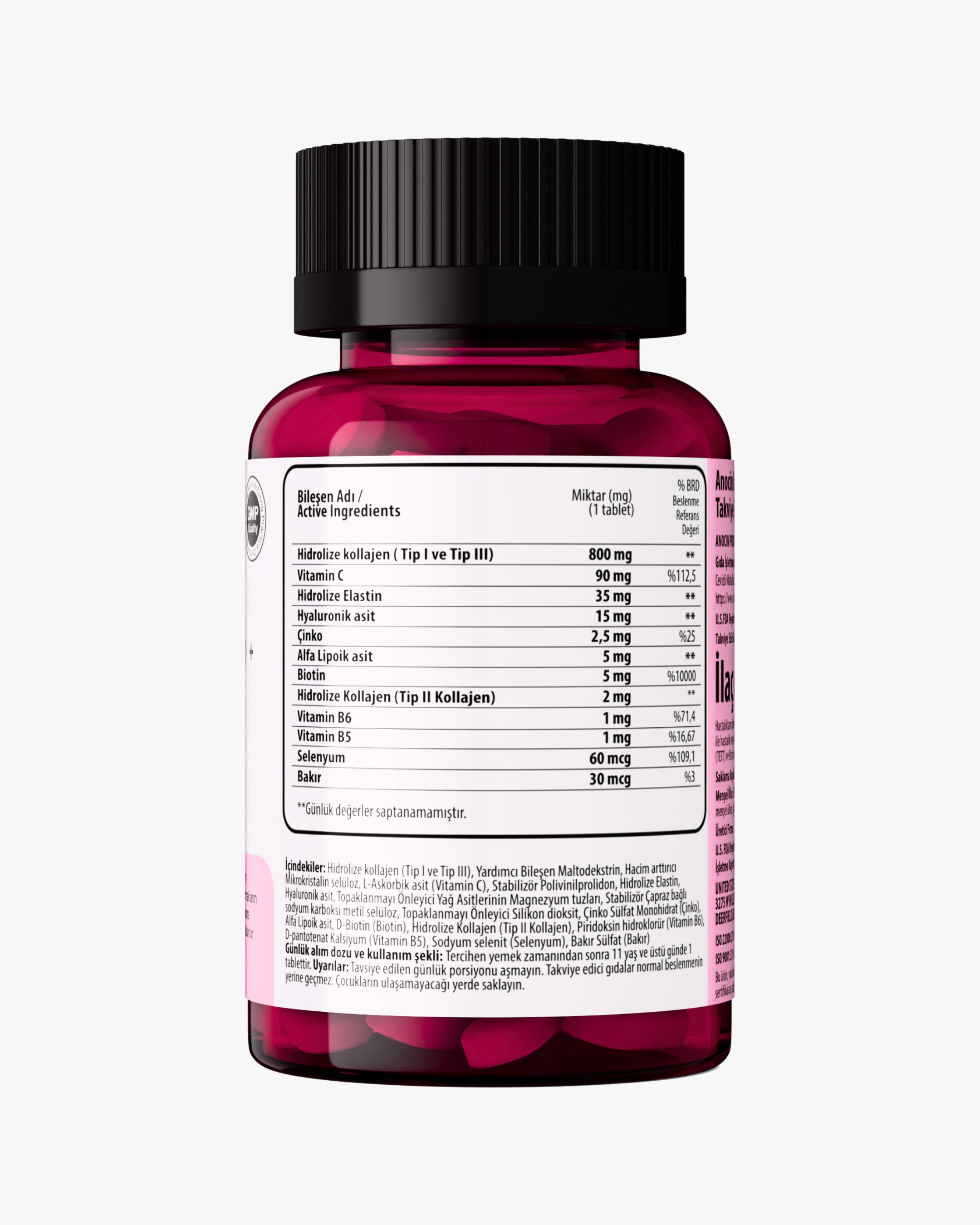 Beauty MIX Kolajen (Tip 1,2,3) Elastin, Biotin, Çinko, C Vitamini, Selenyum ve Hyaluronik Asit