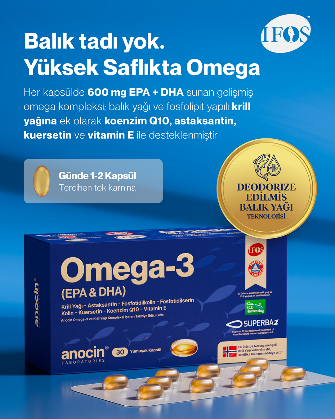 Omega-3 Complex 600 mg EPA DHA | Balık Yağı ve Fosfolipid Yapılı Krill Yağı
