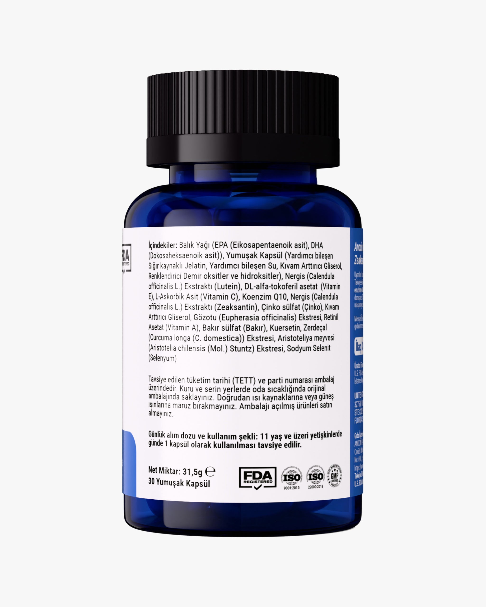 Lutein, Zeaksantin, Omega-3 (EPA,DHA) Vitamin A Complex – Anocin ...