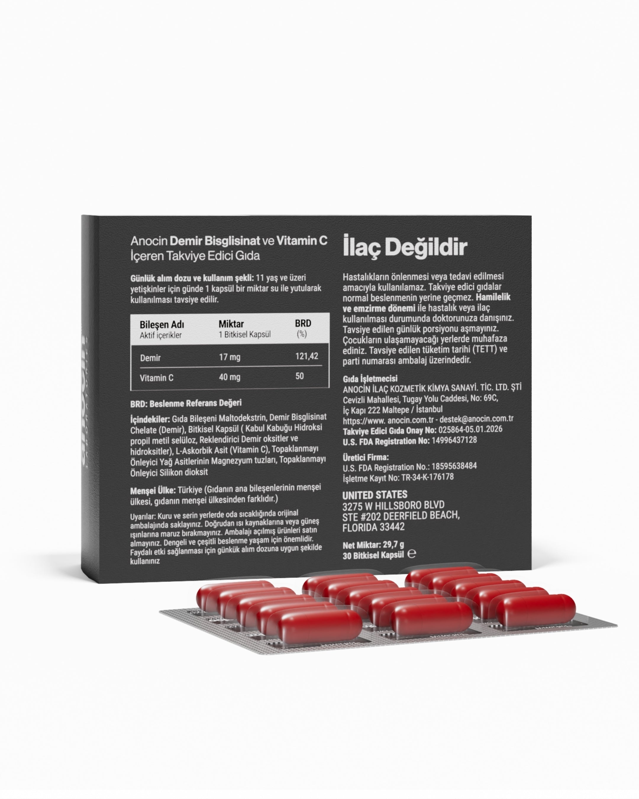 IRON-C 17 mg Maksimum Doz Demir | Ferrochel® Bisglisinat + C Vitamini