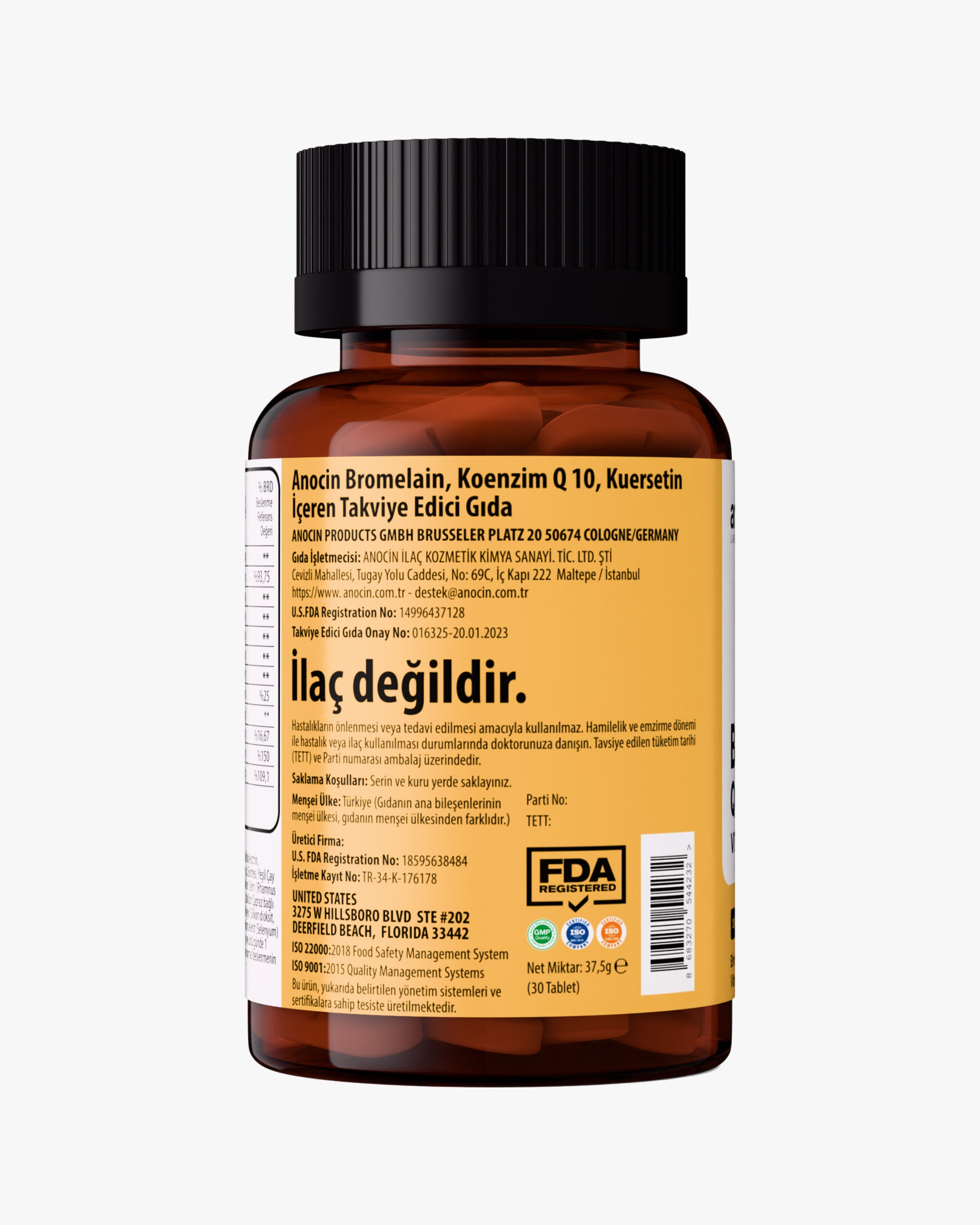 Bromelain + Quercetin, Çinko, C Vitamini, CoQ-10, B5 Vitamini