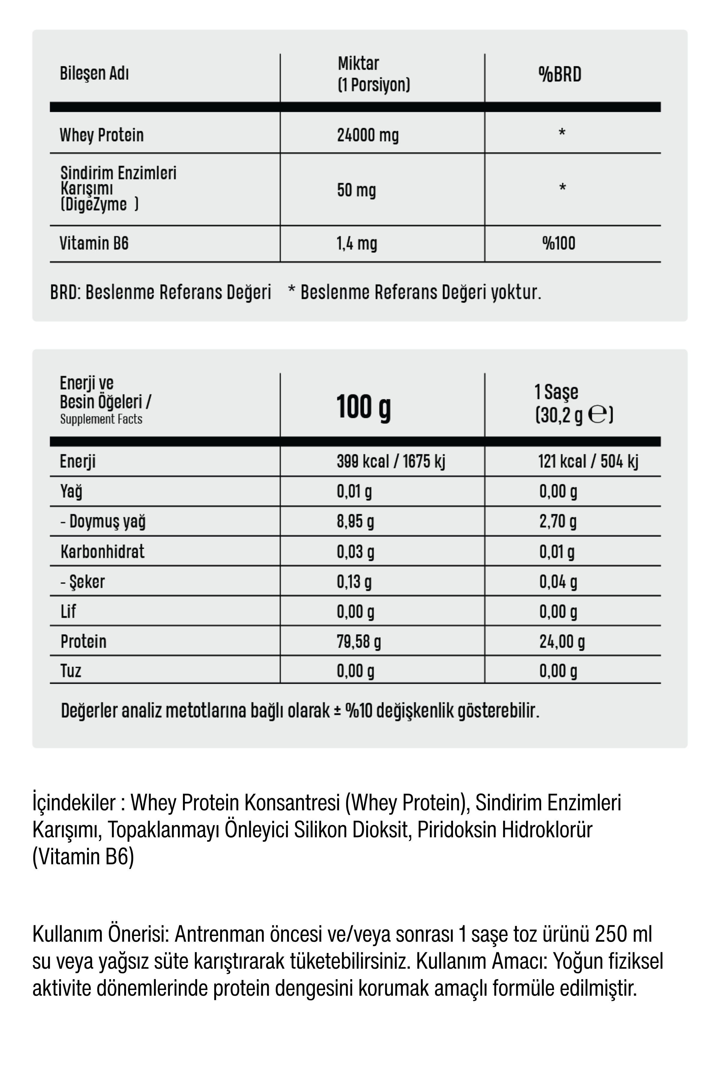ANOCIN Whey Protein Sade (AROMASIZ) 24g Protein (7 Saşe)