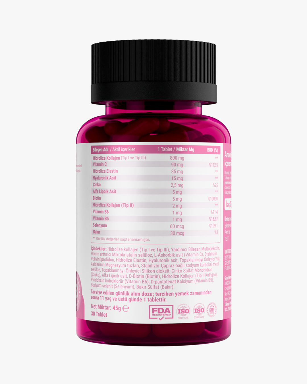 25AW H BEAUTY&YOUTH SUVIN MIX テレコクルーネック Beauty MIX Kolajen (Tip 1,2,3) Elastin, Biotin, Çinko, C Vitamini