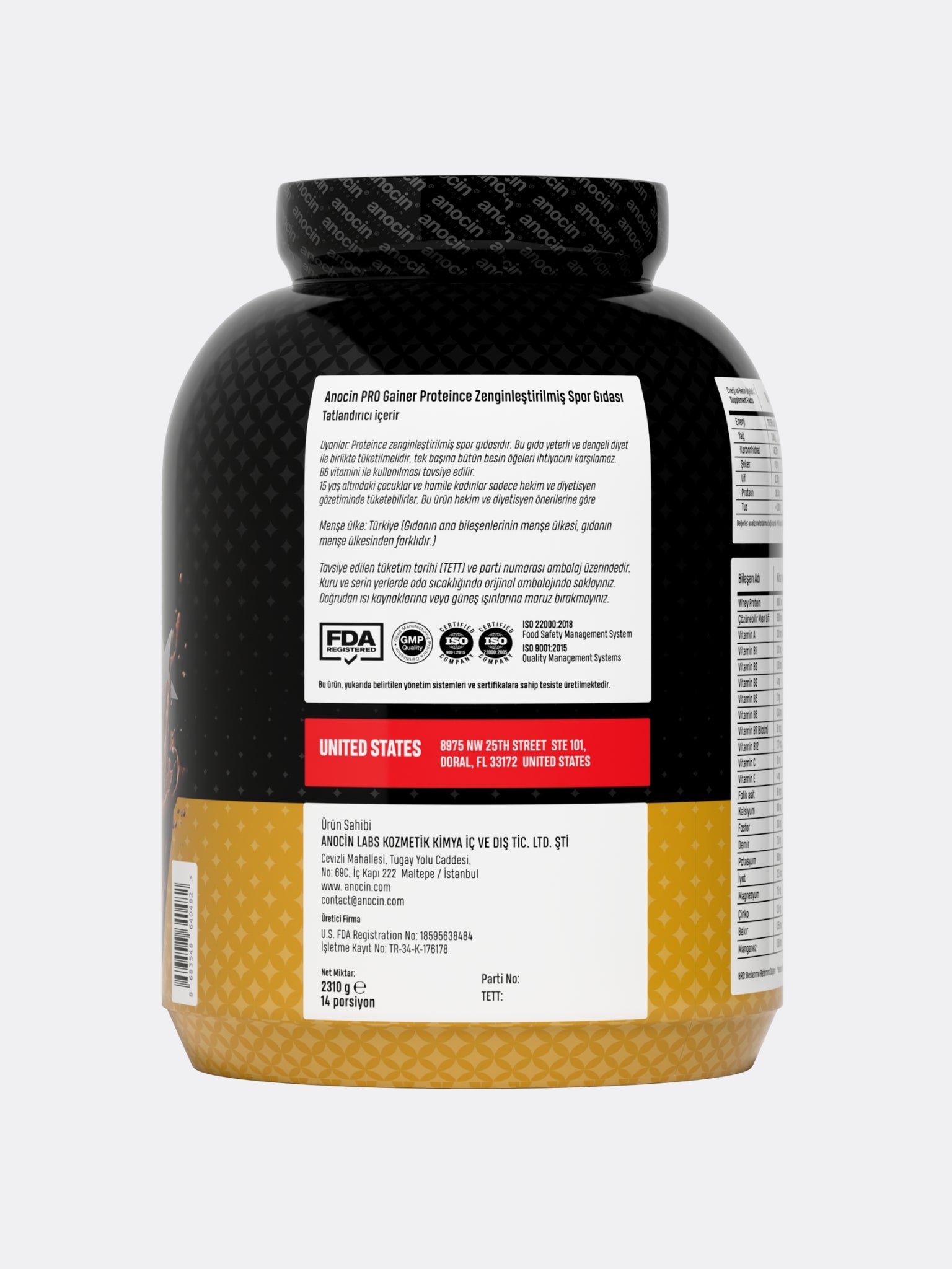 PRO-GAINER Gold Standart - 60 Gram Whey Protein – Anocin Laboratories