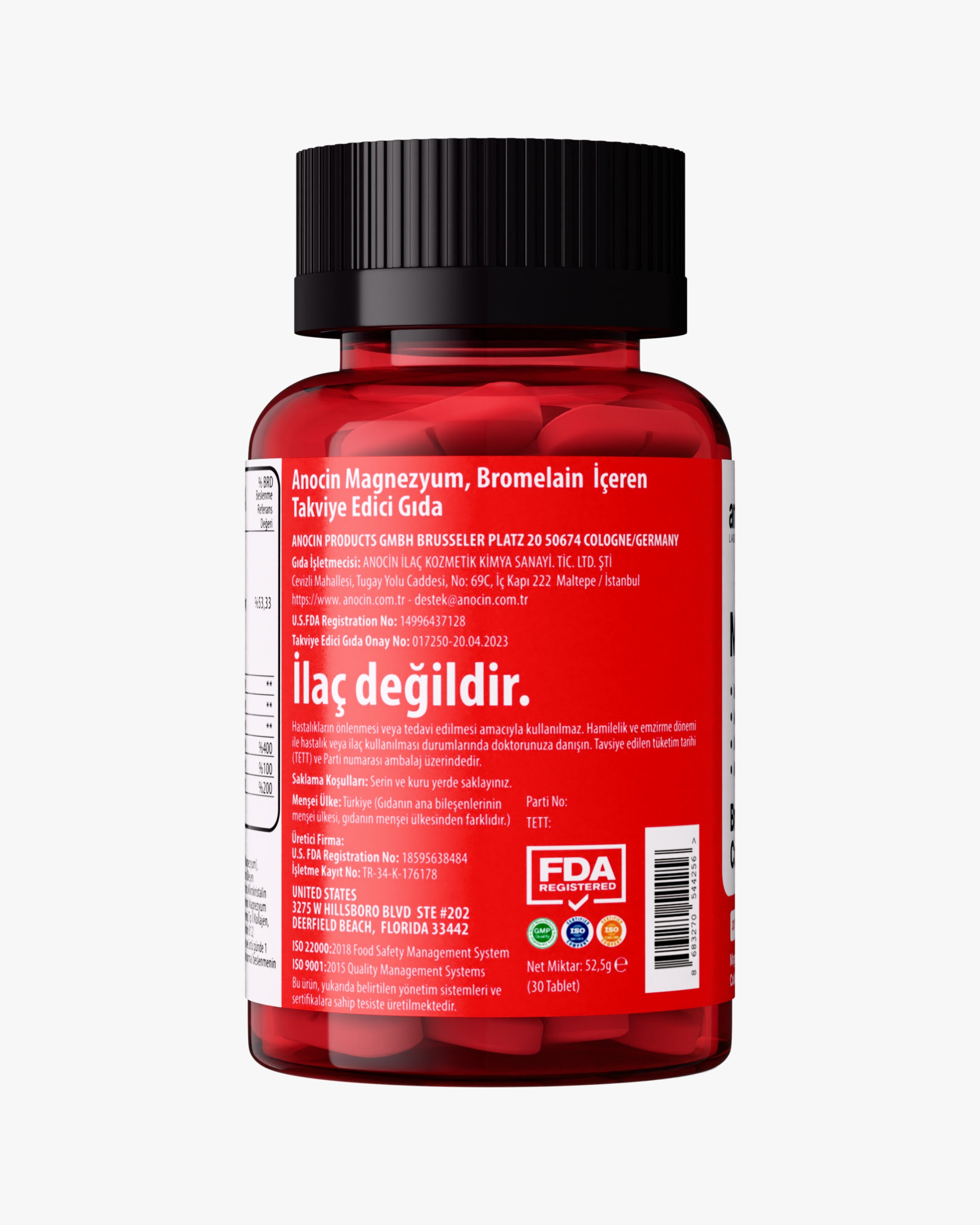 Magnezyum X4 - Sitrat, Taurat, Bisglisinat, Malat + Bromelain, D Vitamini, Kolajen (Tip 2), B6 Vitamini ve B12 Vitamini
