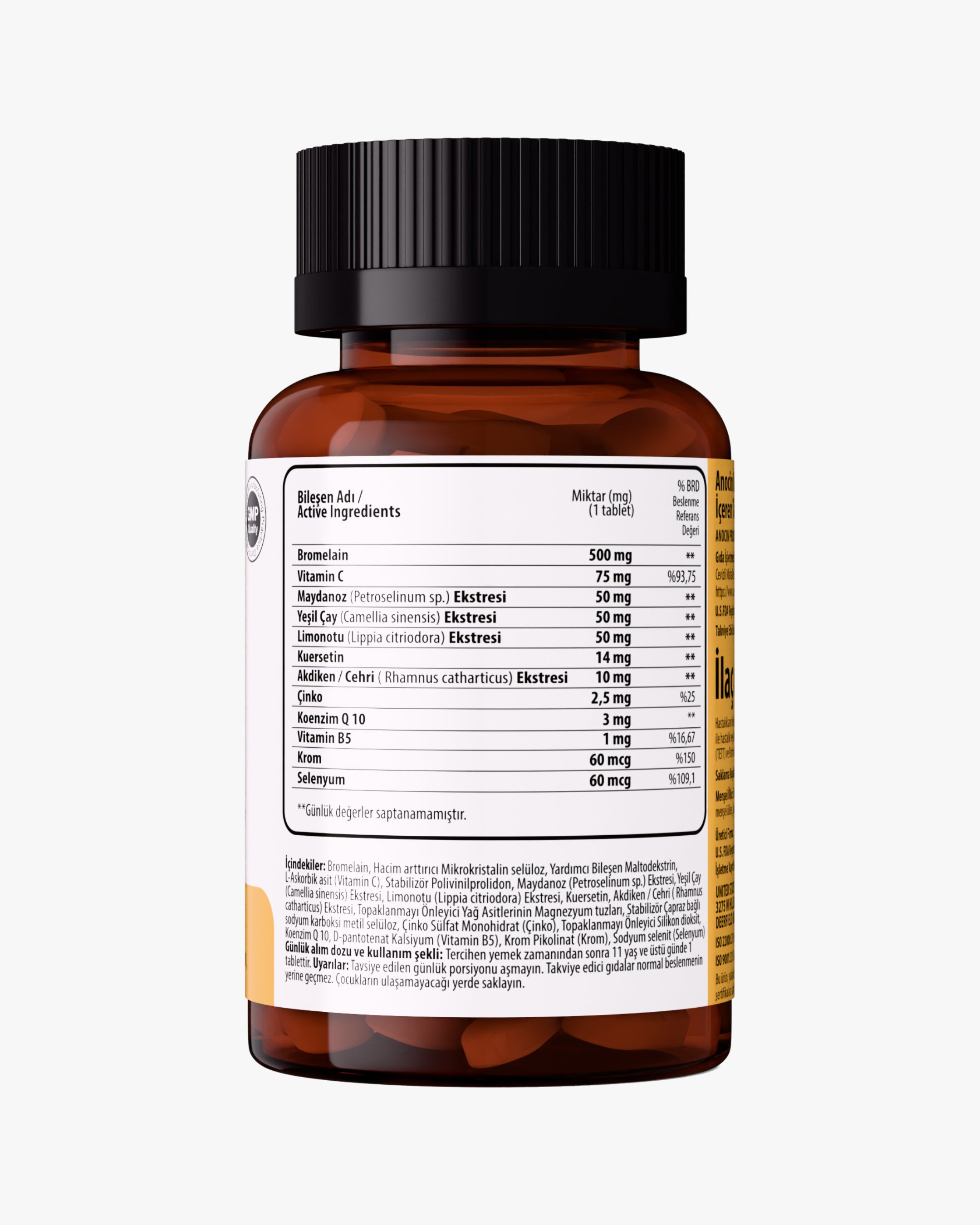 Bromelain + Quercetin, Çinko, C Vitamini, CoQ-10, B5 Vitamini