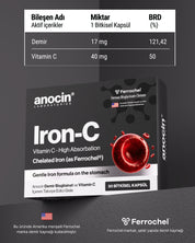 IRON-C 17 mg Maksimum Doz Demir | Ferrochel® Bisglisinat + C Vitamini
