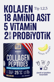 Kolajen (Tip I, II, III) + 18 Amino Asit + 5 Vitamin + 2 Milyar Probiyotik