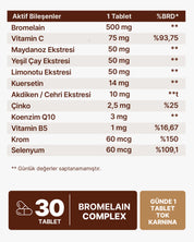 Bromelain + Quercetin, Çinko, C Vitamini, CoQ-10, B5 Vitamini