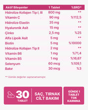 Beauty MIX Kolajen (Tip 1,2,3) Elastin, Biotin, Çinko, C Vitamini, Selenyum ve Hyaluronik Asit