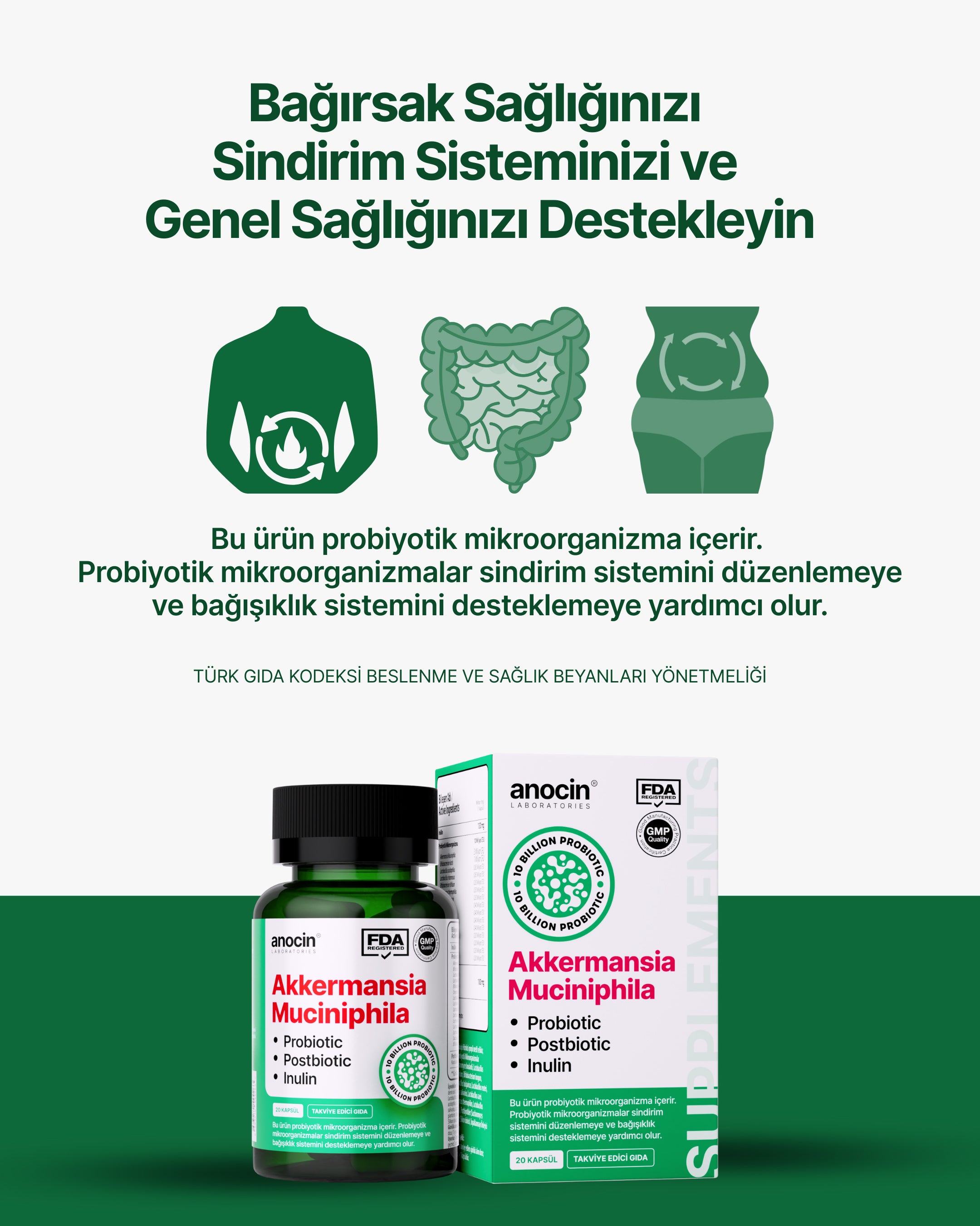 Akkermansia Muciniphila 10 Milyar Probiyotik + Postbiyotik + İnülin