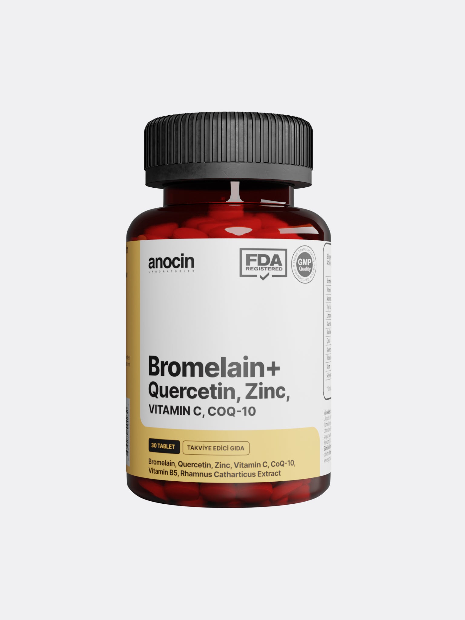 Bromelain + Quercetin, Çinko, C Vitamini, CoQ-10, B5 Vitamini