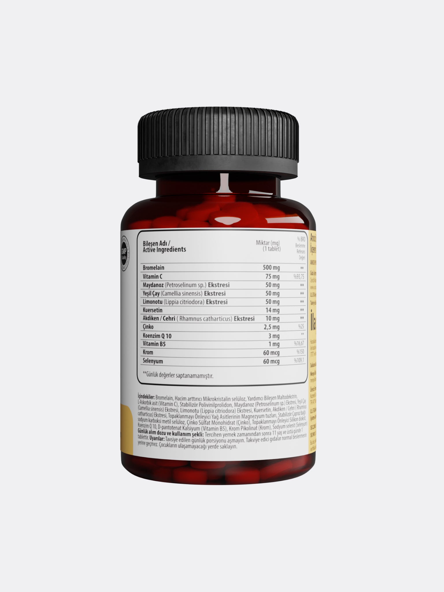 Bromelain + Quercetin, Çinko, C Vitamini, CoQ-10, B5 Vitamini