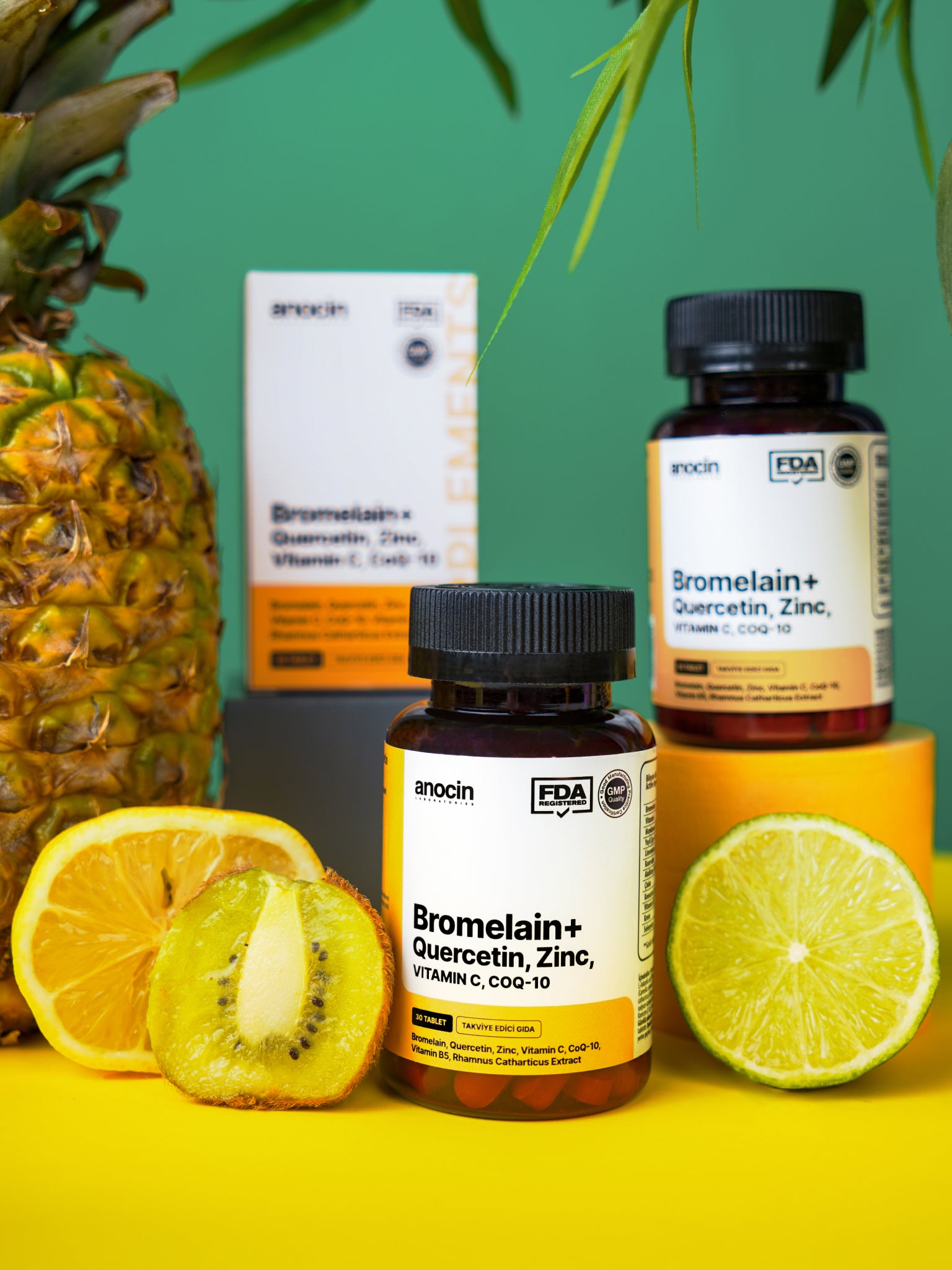 Bromelain + Quercetin, Çinko, C Vitamini, CoQ-10, B5 Vitamini