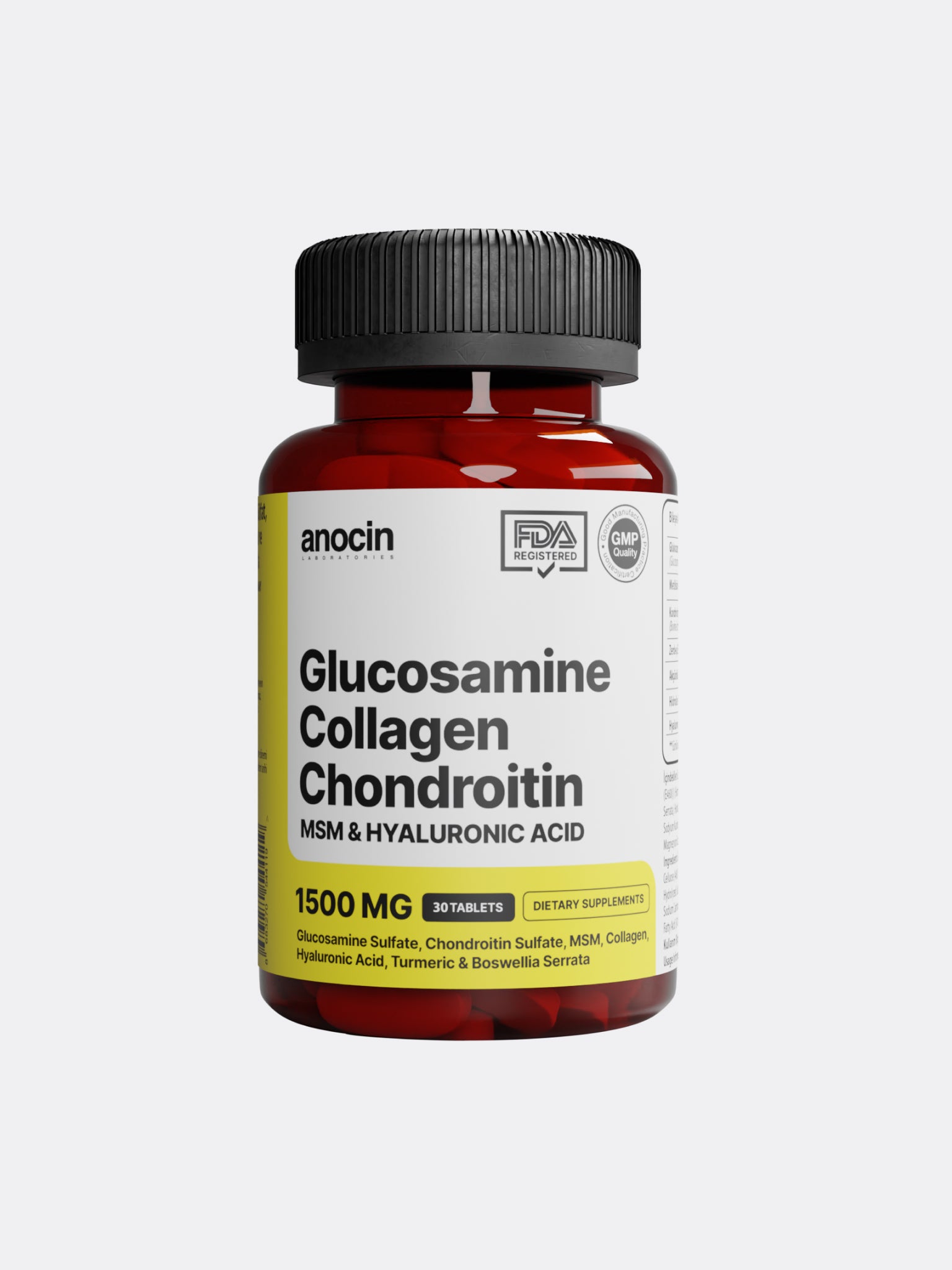 Glukozamin, MSM, Kondroitin Sülfat, Kolajen, Zerdeçal Özü, Akgünlük Ekstraktlı Tablet 1500 Mg