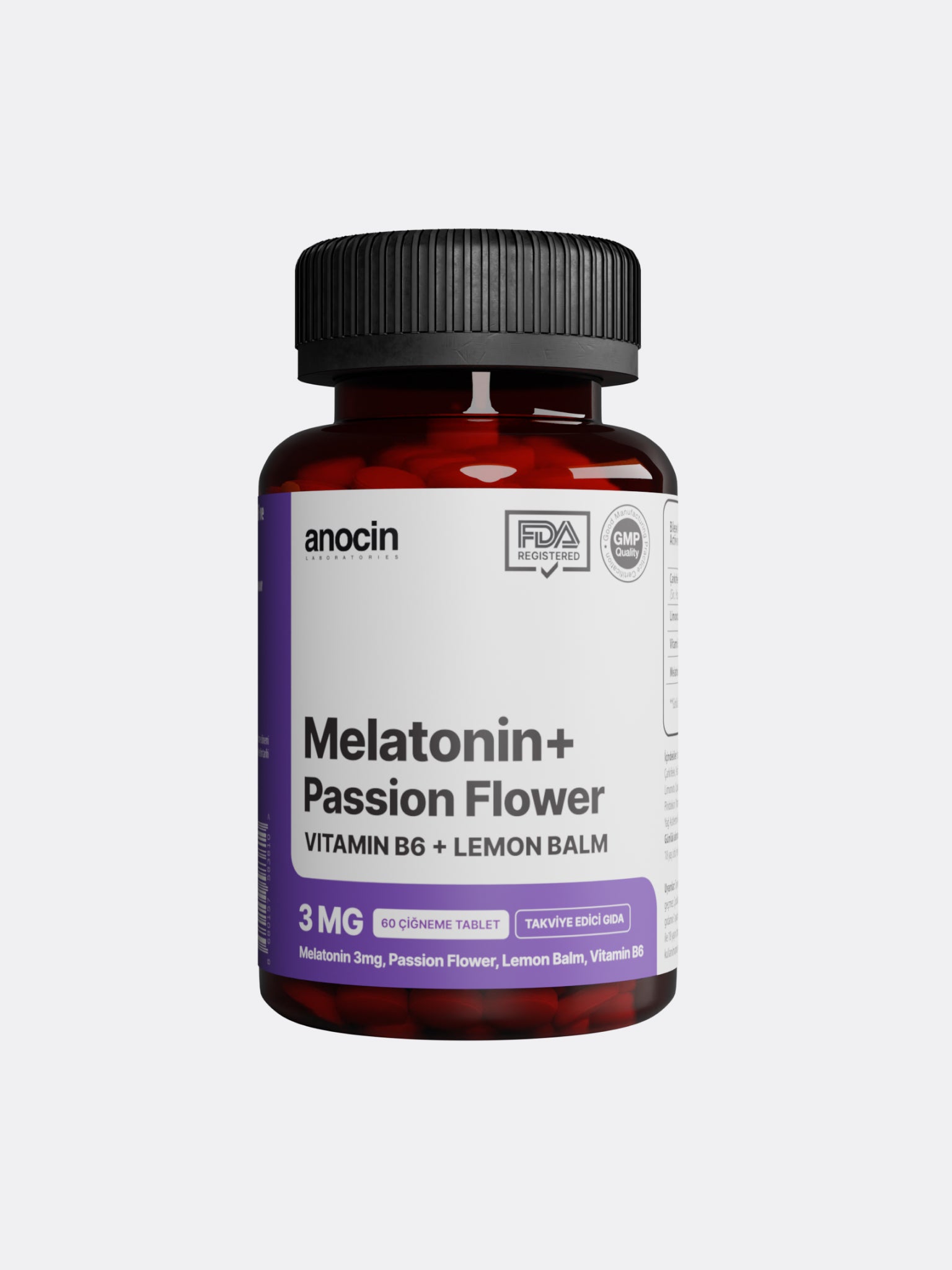 Melatonin 3MG Passiflora (Çarkıfelek) Vitamin B6 Ve Limon Otu 60 Tablet