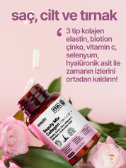 Beauty MIX Kolajen (Tip 1,2,3) Elastin, Biotin, Çinko, C Vitamini, Selenyum ve Hyaluronik Asit